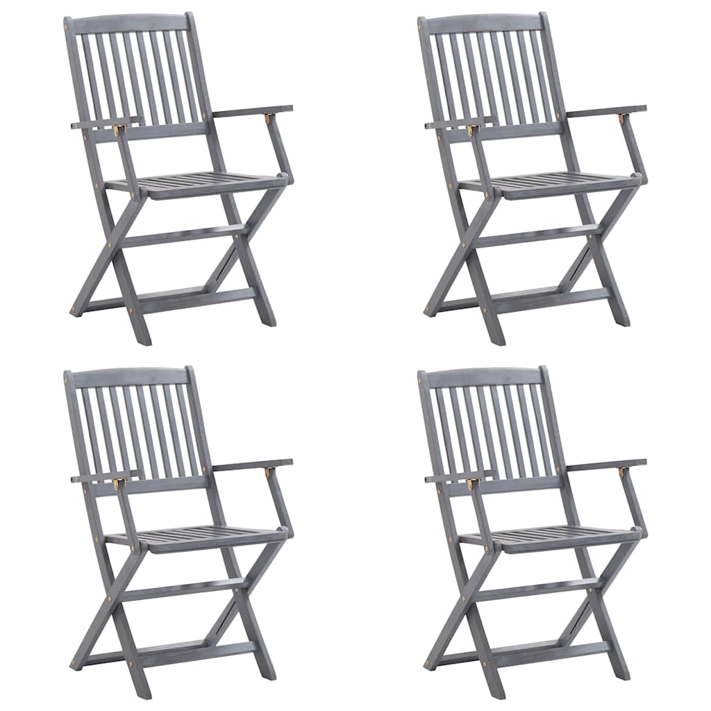 vidaXL Scaune pliabile de exterior cu perne, 4 buc., lemn masiv acacia