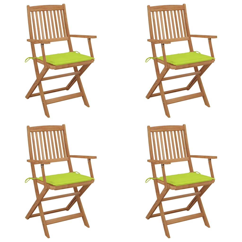 vidaXL Scaune grădină pliabile cu perne, 4 buc., lemn masiv de acacia