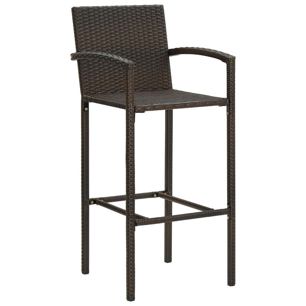 vidaXL Set bar exterior cu cotieră, 3 piese, maro, poliratan