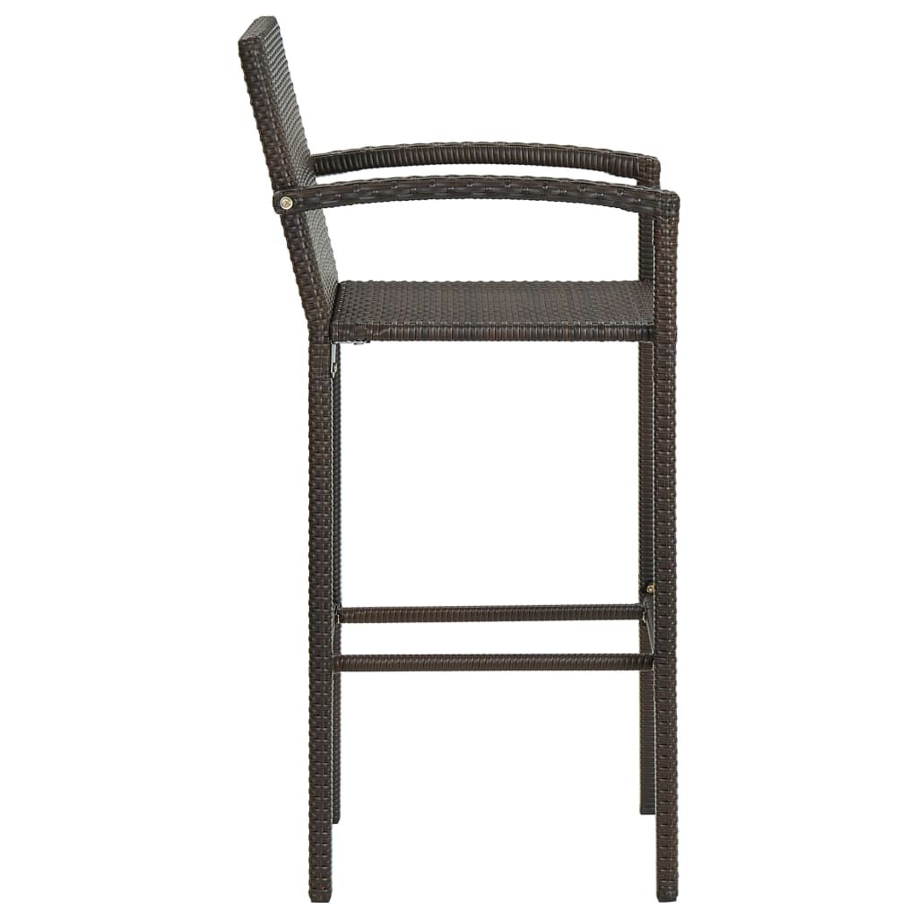 vidaXL Set bar exterior cu cotieră, 3 piese, maro, poliratan