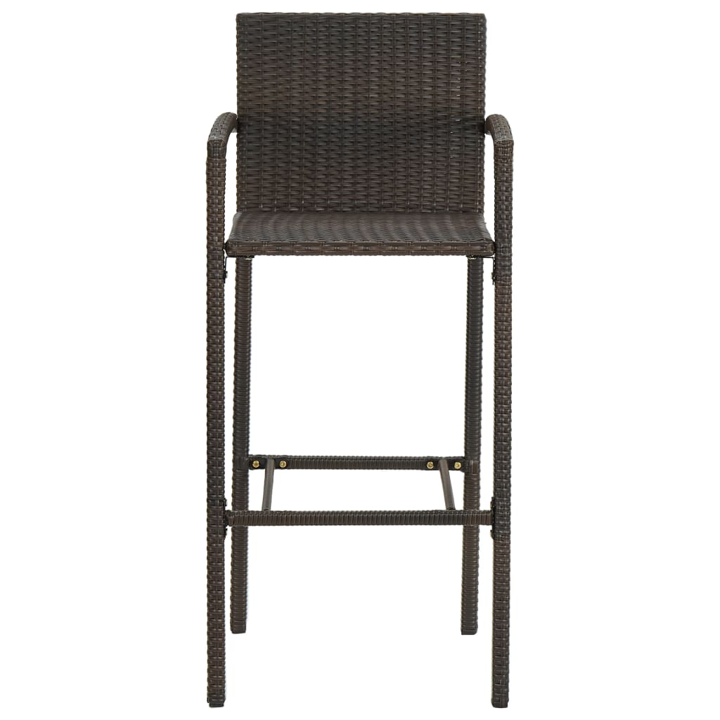 vidaXL Set bar exterior cu cotieră, 5 piese, maro, poliratan