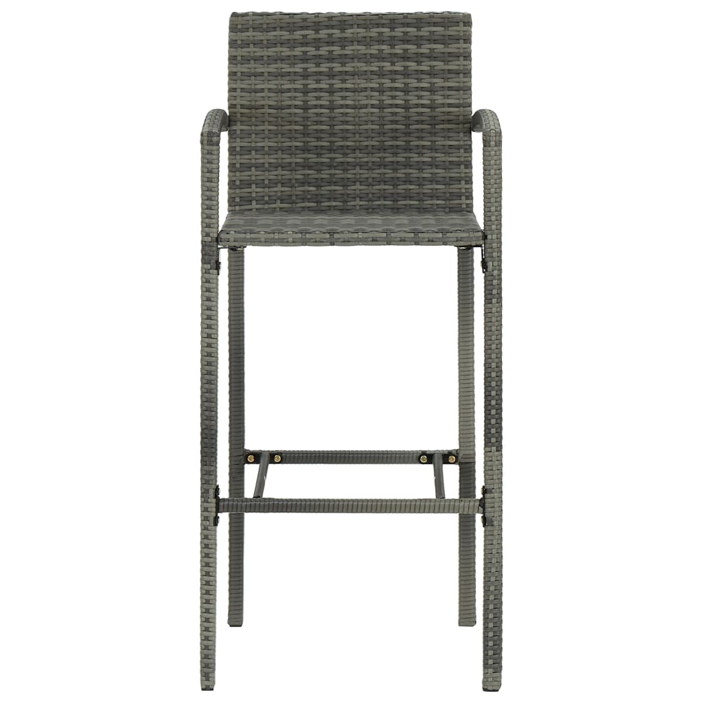 vidaXL Set bar exterior cu cotieră, 5 piese, gri, poliratan