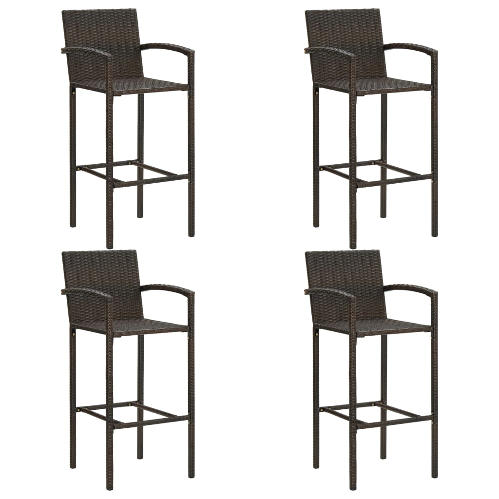 vidaXL Set bar exterior cu cotieră, 5 piese, maro, poliratan