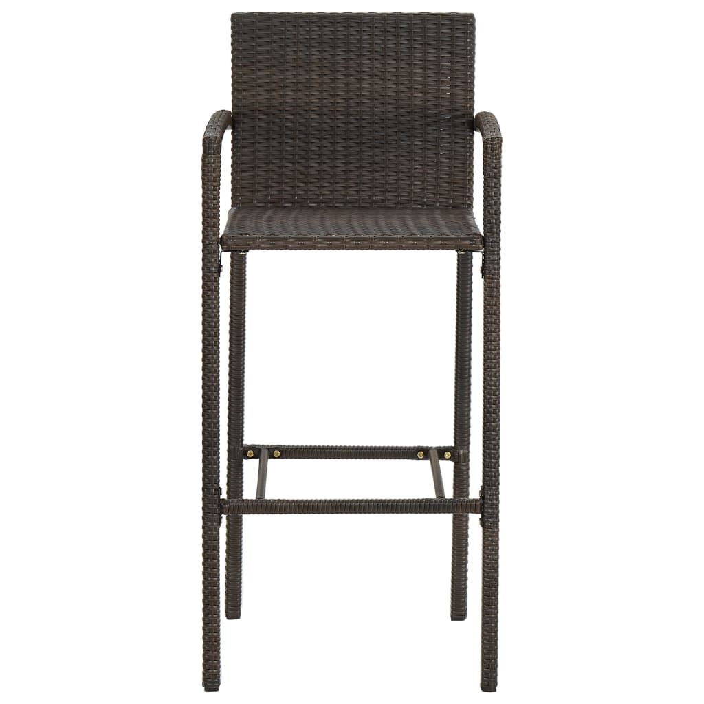 vidaXL Set bar exterior cu cotieră, 5 piese, maro, poliratan