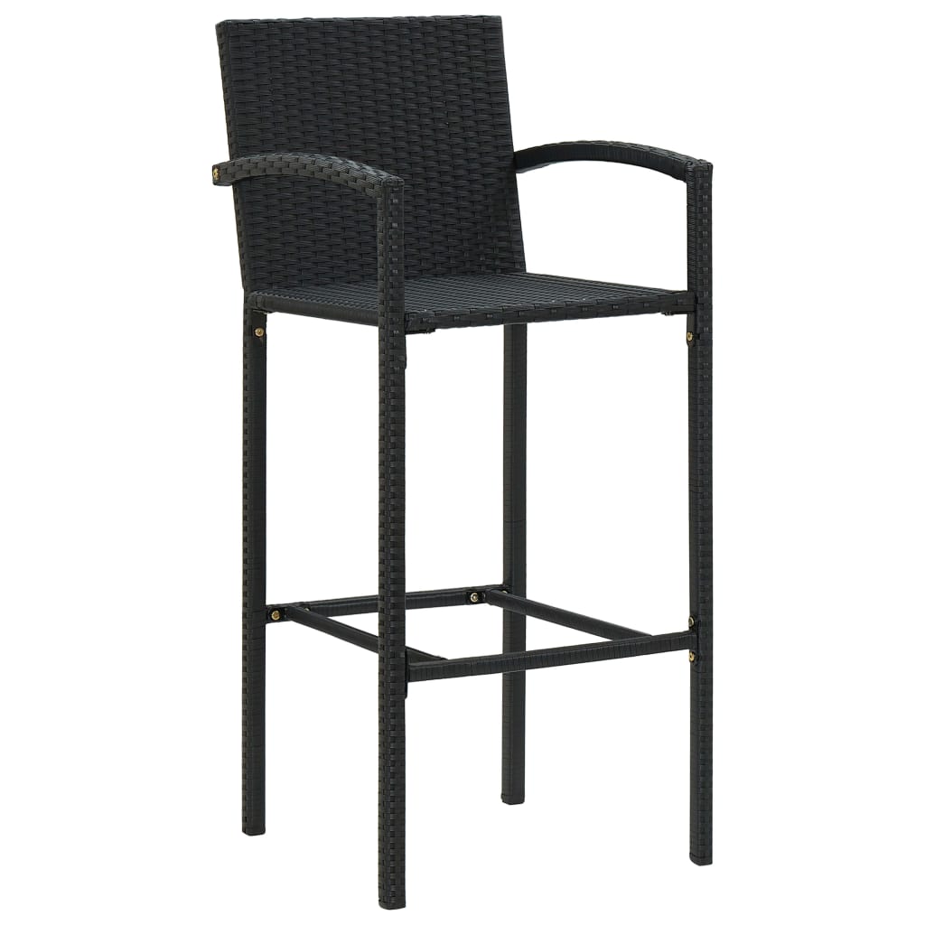 vidaXL Set bar exterior cu cotieră, 5 piese, negru, poliratan