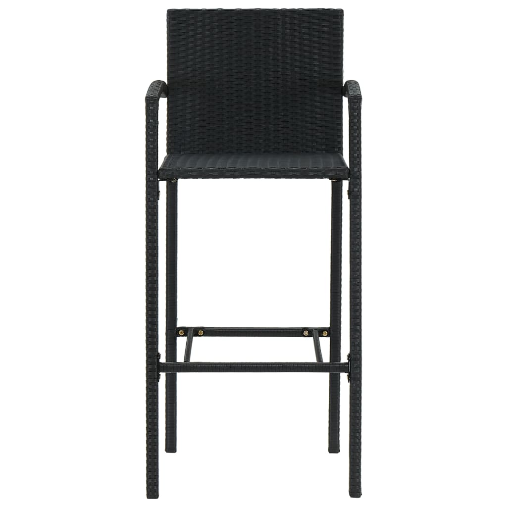 vidaXL Set bar exterior cu cotieră, 5 piese, negru, poliratan