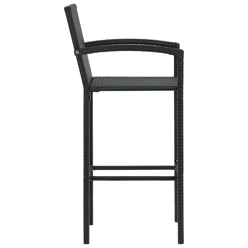 vidaXL Set bar exterior cu cotieră, 5 piese, negru, poliratan