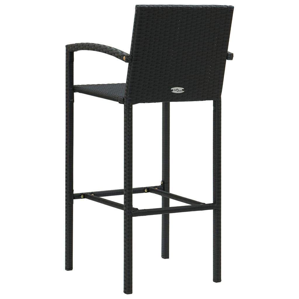 vidaXL Set bar exterior cu cotieră, 5 piese, negru, poliratan