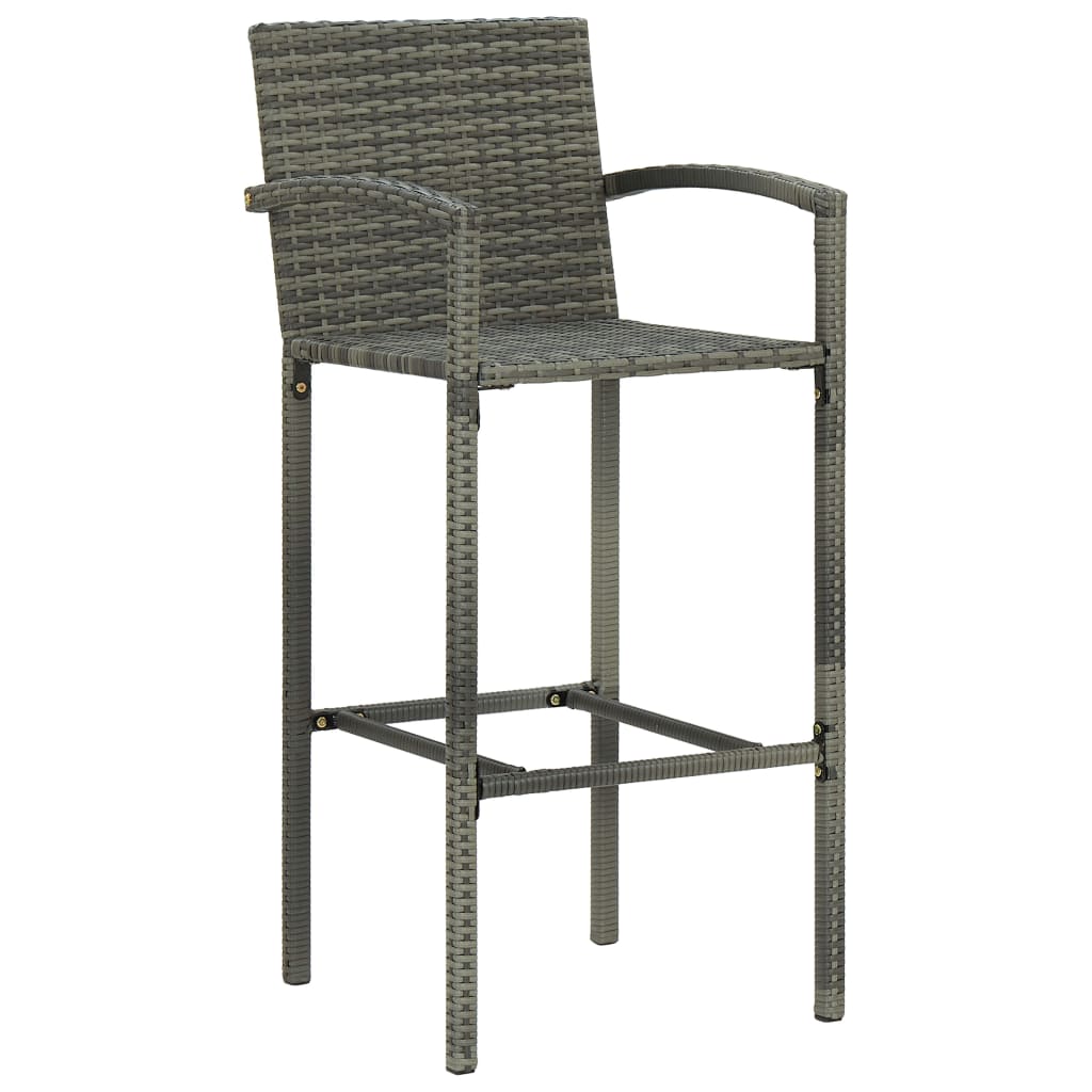 vidaXL Set bar exterior cu cotieră, 5 piese, gri, poliratan