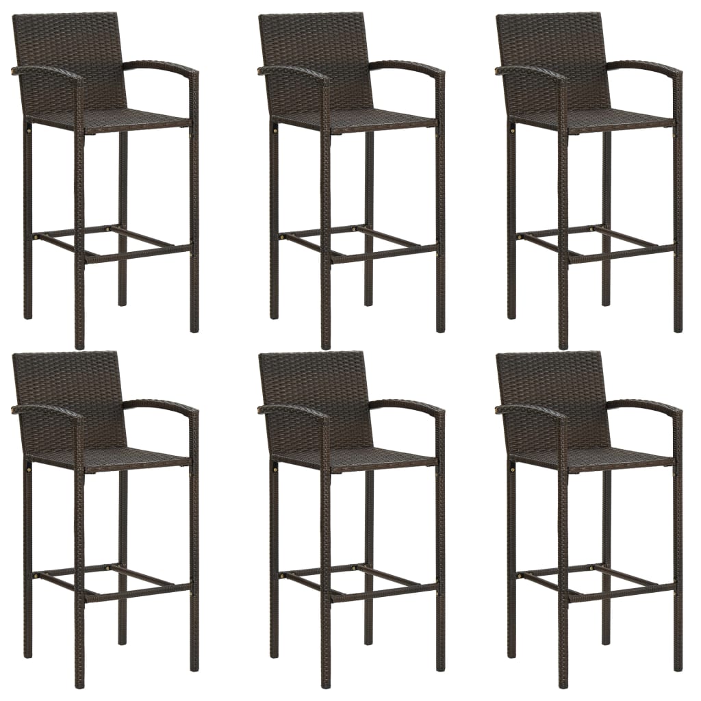 vidaXL Set bar exterior cu cotieră, 7 piese, maro, poliratan