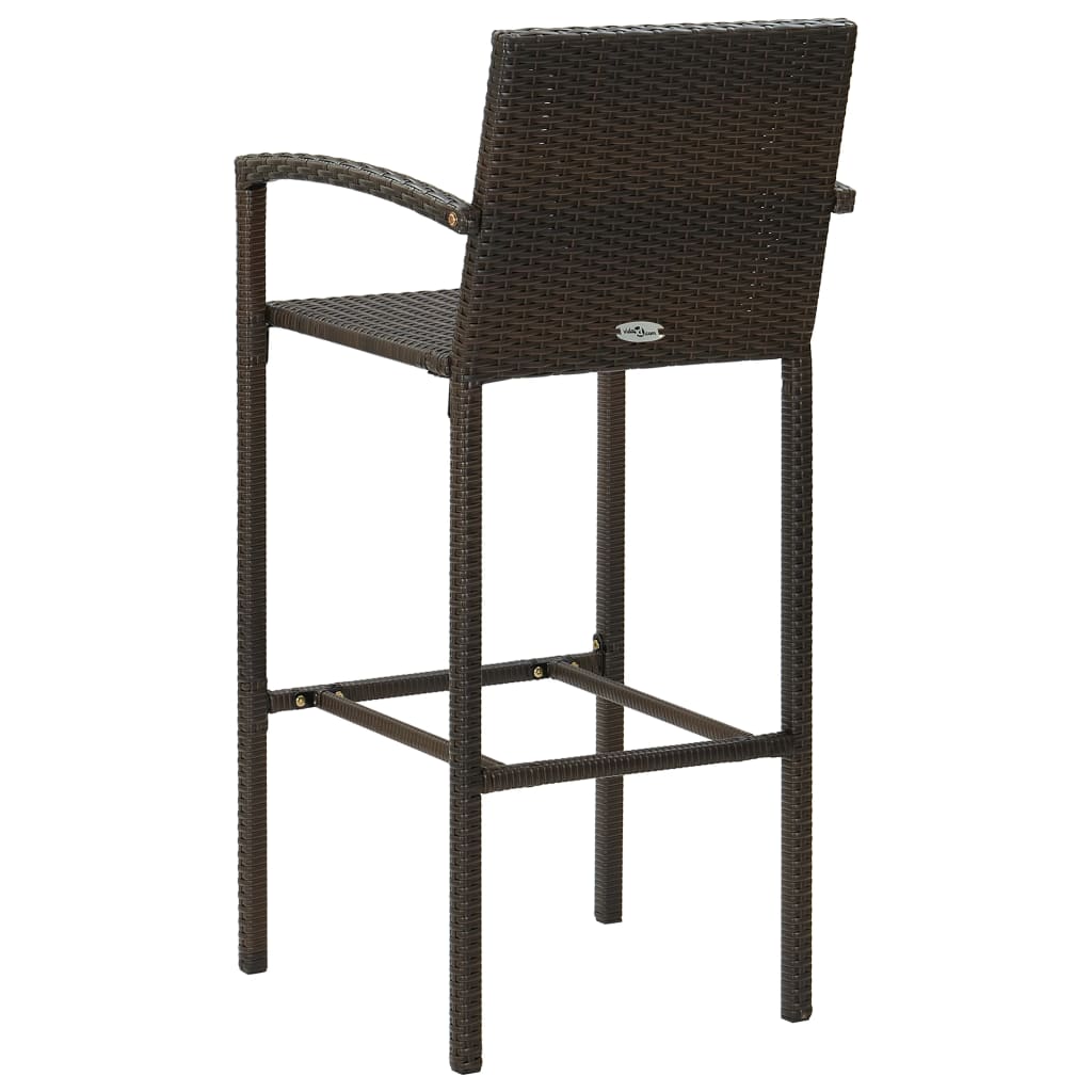 vidaXL Set bar exterior cu cotieră, 7 piese, maro, poliratan