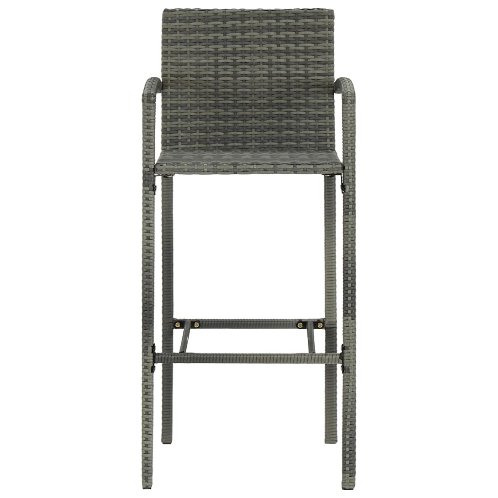 vidaXL Set bar exterior cu cotieră, 7 piese, gri, poliratan