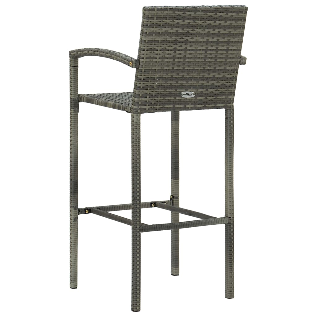 vidaXL Set bar exterior cu cotieră, 7 piese, gri, poliratan