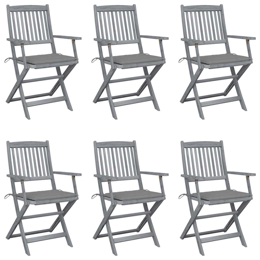 vidaXL Scaune pliante de exterior cu perne 6 buc. lemn masiv de acacia vidaXL Scaune pliante de exterior cu perne 6 buc. lemn masiv de acacia