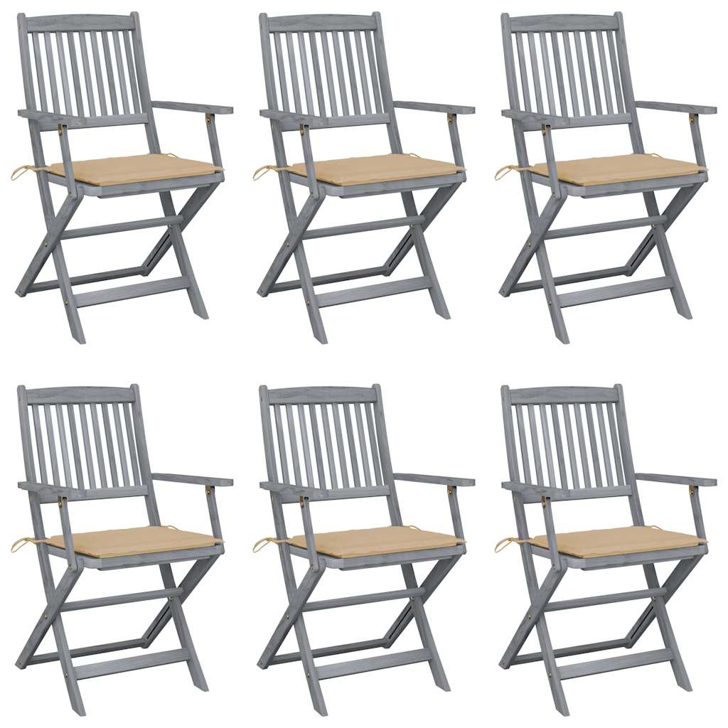 vidaXL Scaune pliante de exterior cu perne 6 buc. lemn masiv de acacia vidaXL Scaune pliante de exterior cu perne 6 buc. lemn masiv de acacia