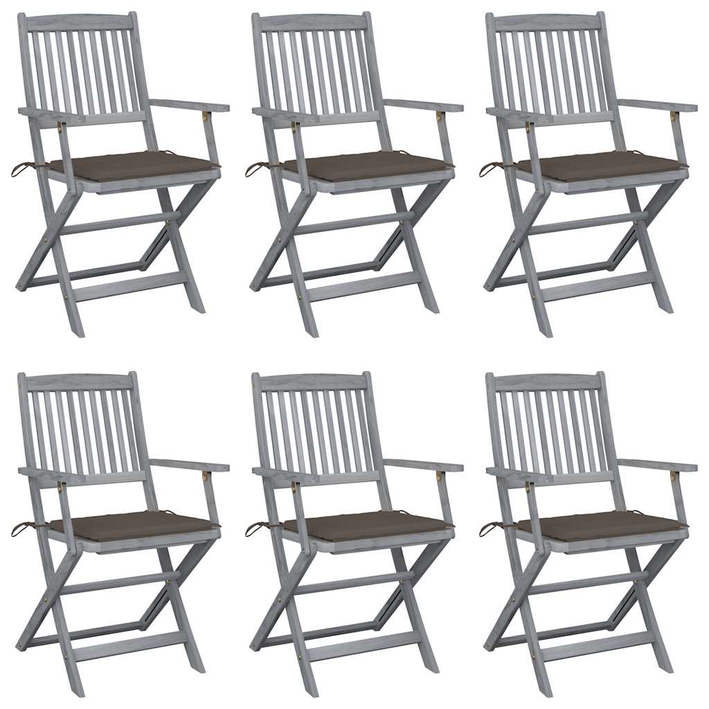 vidaXL Scaune pliante de exterior cu perne 6 buc. lemn masiv de acacia vidaXL Scaune pliante de exterior cu perne 6 buc. lemn masiv de acacia