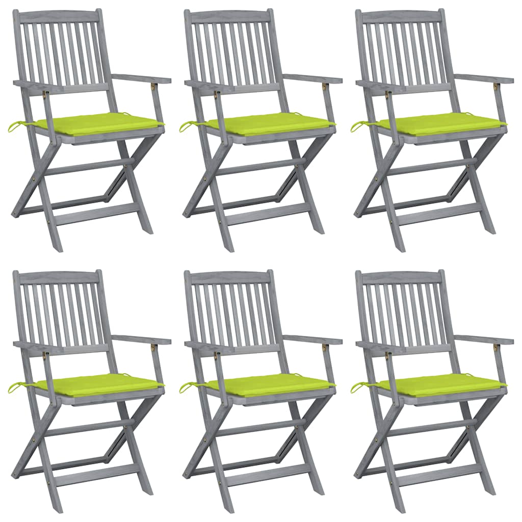 vidaXL Scaune pliante de exterior cu perne 6 buc. lemn masiv de acacia vidaXL Scaune pliante de exterior cu perne 6 buc. lemn masiv de acacia