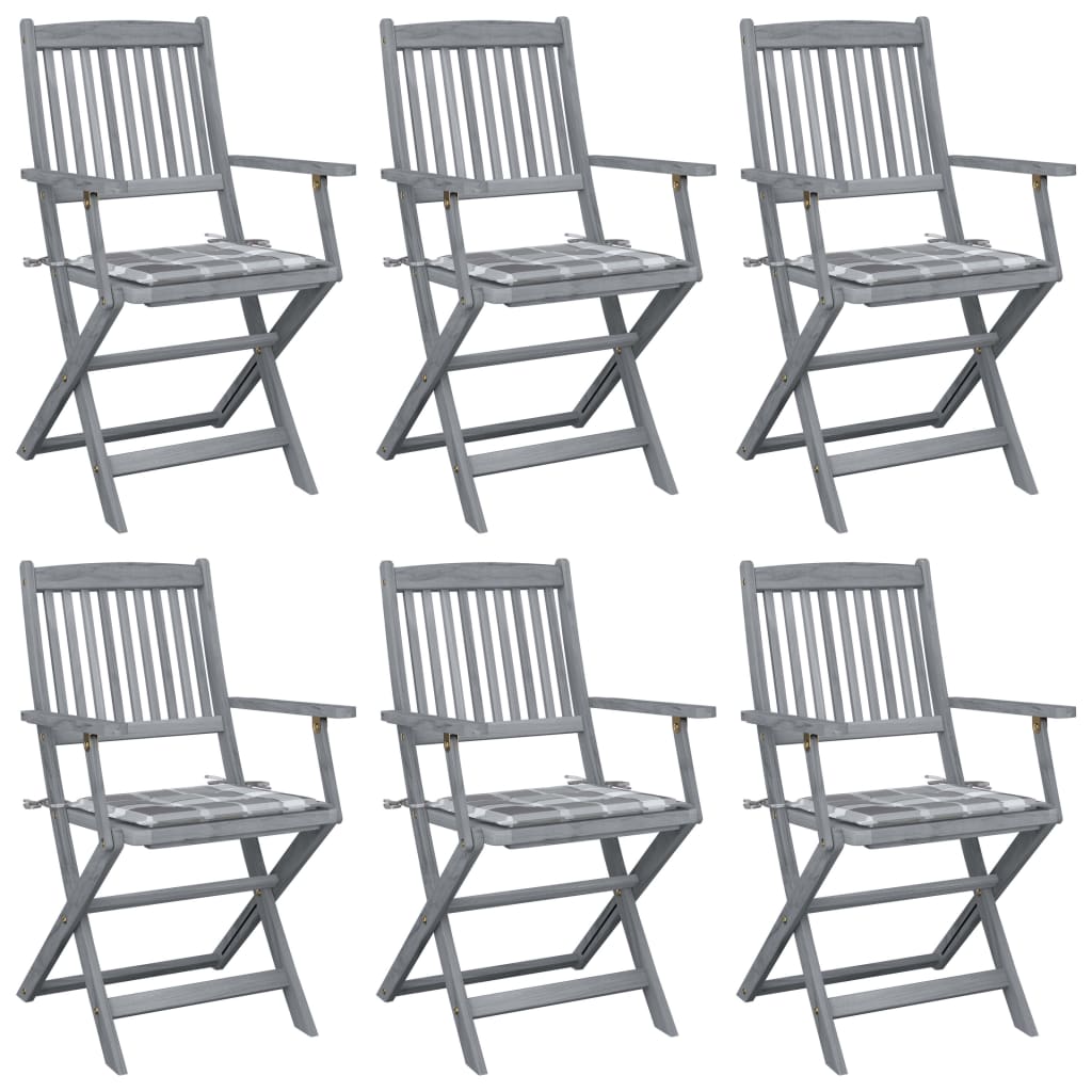 vidaXL Scaune pliante de exterior cu perne 6 buc. lemn masiv de acacia vidaXL Scaune pliante de exterior cu perne 6 buc. lemn masiv de acacia