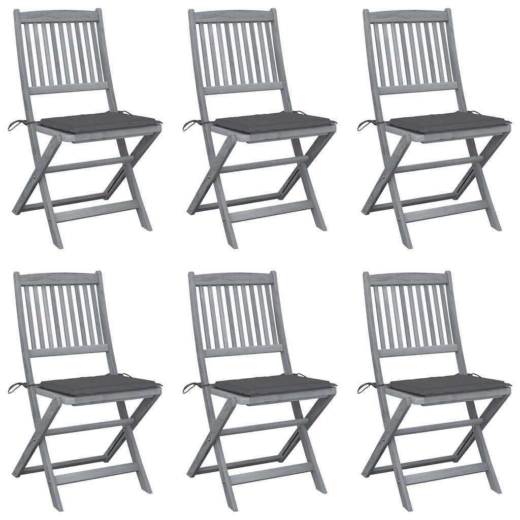 vidaXL Scaune pliante de exterior cu perne 6 buc. lemn masiv de acacia vidaXL Scaune pliante de exterior cu perne 6 buc. lemn masiv de acacia