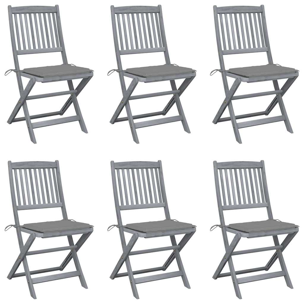 vidaXL Scaune pliante de exterior cu perne 6 buc. lemn masiv de acacia vidaXL Scaune pliante de exterior cu perne 6 buc. lemn masiv de acacia