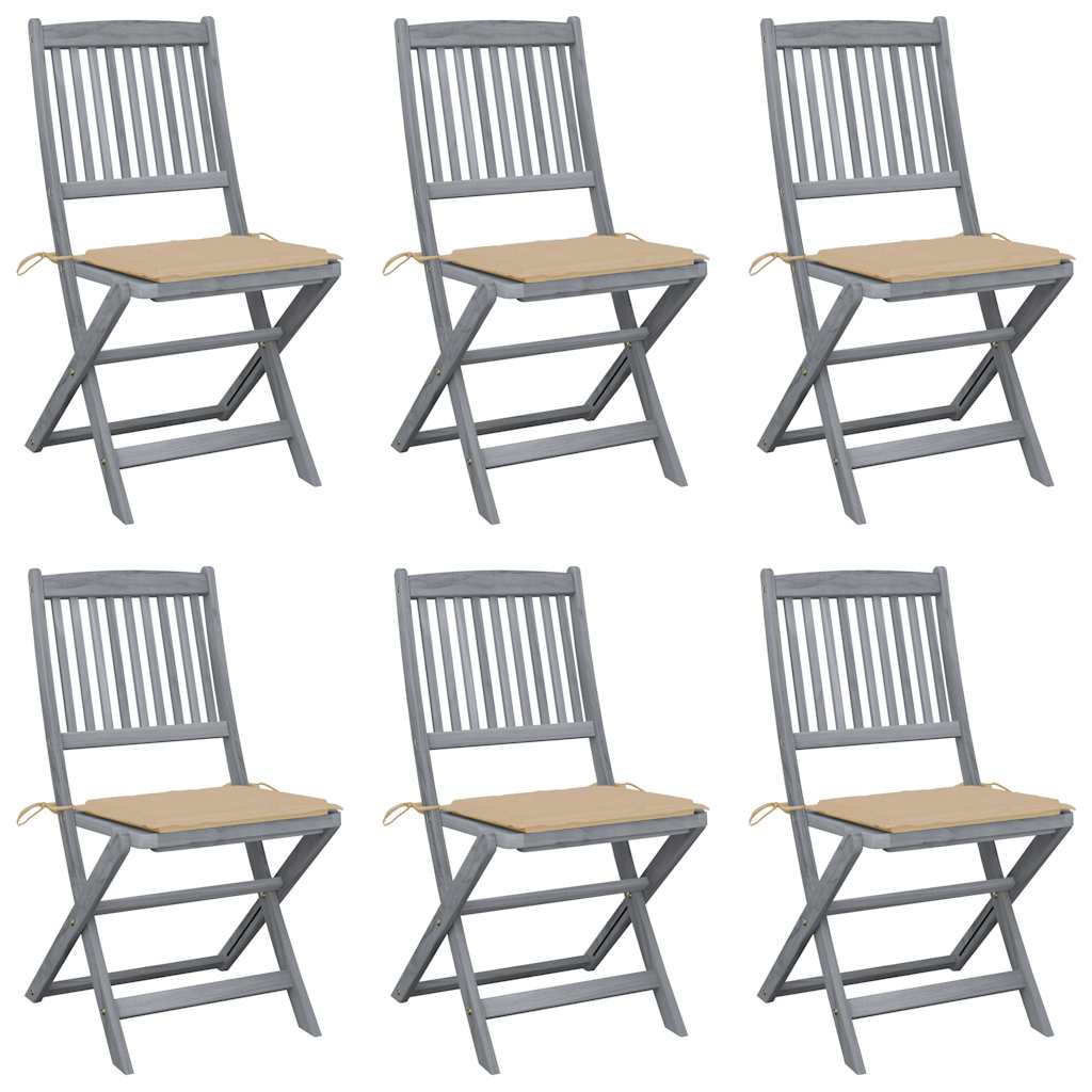 vidaXL Scaune pliante de exterior cu perne 6 buc. lemn masiv de acacia vidaXL Scaune pliante de exterior cu perne 6 buc. lemn masiv de acacia