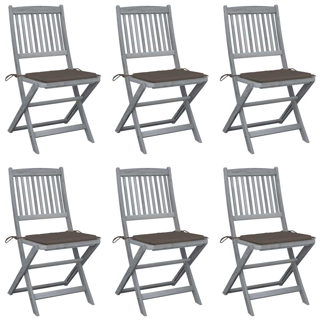 vidaXL Scaune pliante de exterior cu perne 6 buc. lemn masiv de acacia vidaXL Scaune pliante de exterior cu perne 6 buc. lemn masiv de acacia