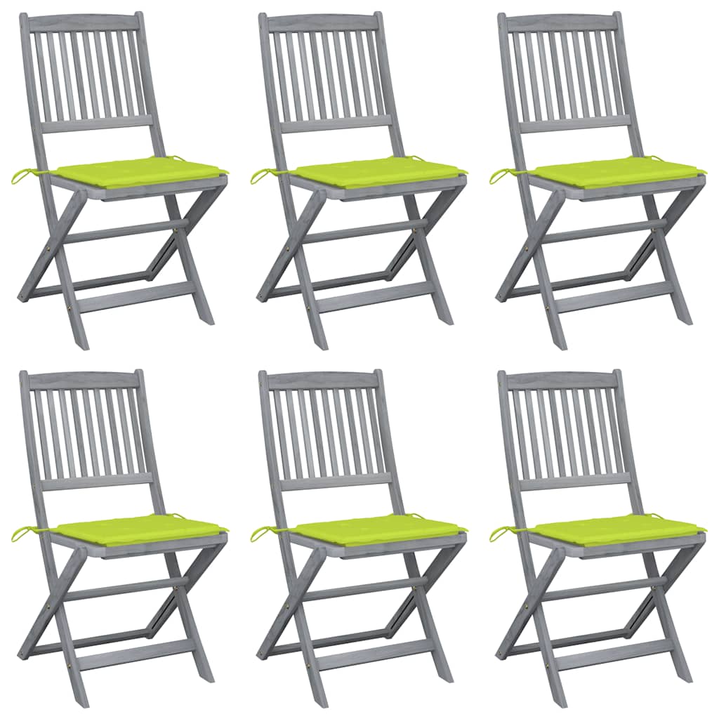 vidaXL Scaune pliante de exterior cu perne 6 buc. lemn masiv de acacia vidaXL Scaune pliante de exterior cu perne 6 buc. lemn masiv de acacia