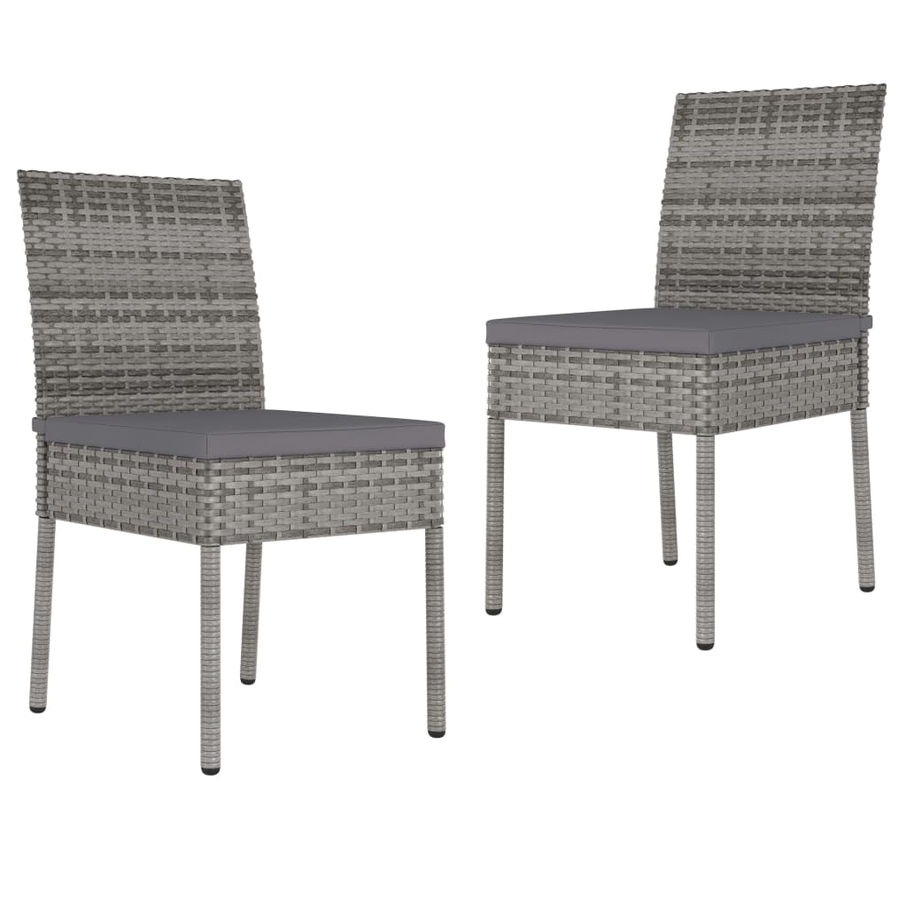 vidaXL Set mobilier de grădină, 3 piese, gri, poliratan