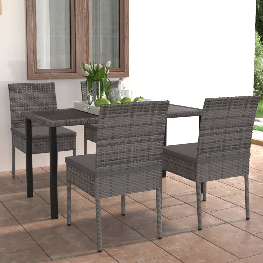 vidaXL Set mobilier de grădină, 5 piese, gri, poliratan vidaXL Set mobilier de grădină, 5 piese, gri, poliratan