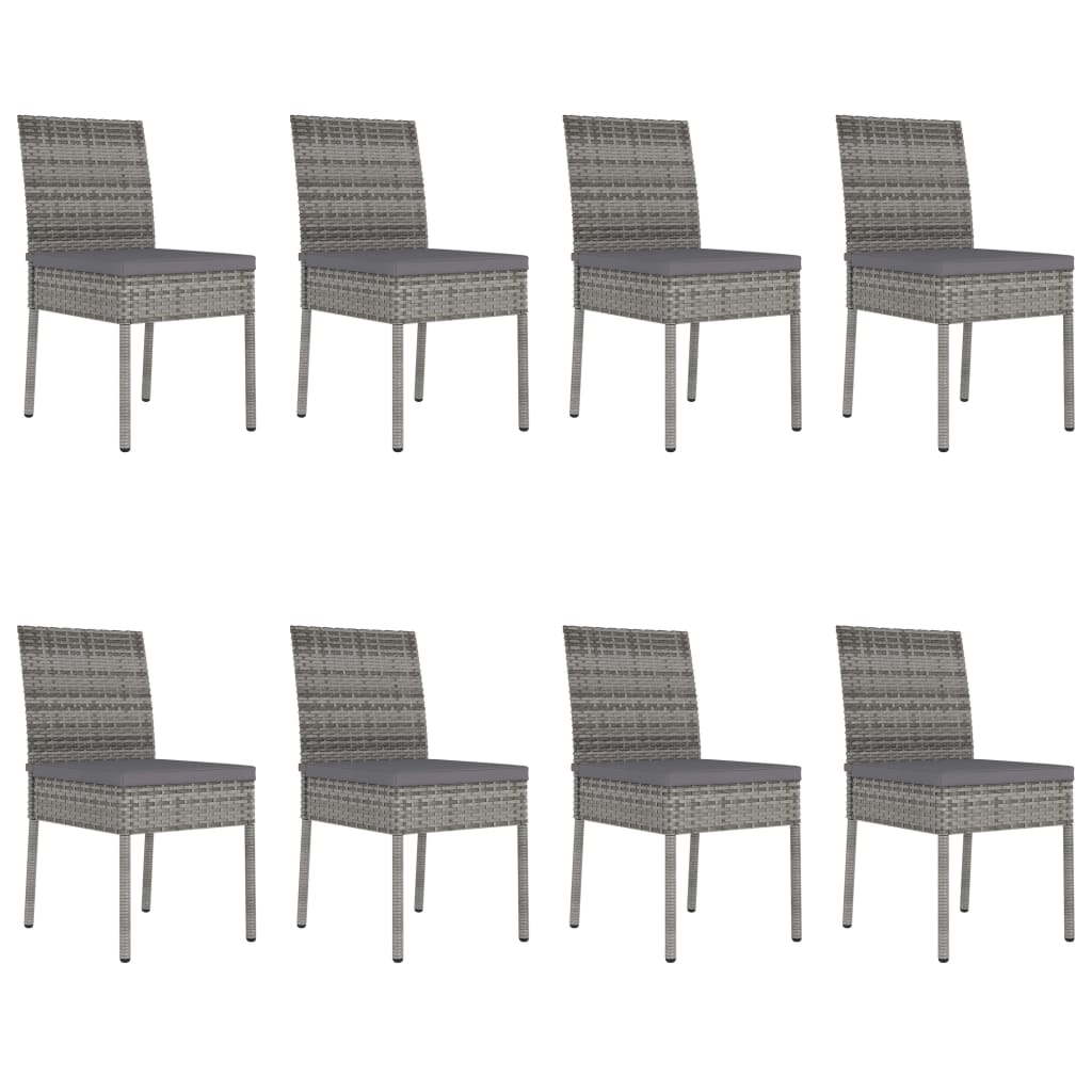 vidaXL Set mobilier de masă pentru grădină, 9 piese, gri, poliratan
