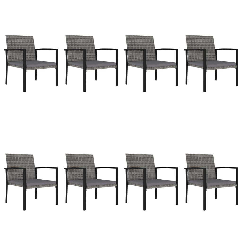 vidaXL Set mobilier de masă pentru grădină, 9 piese, gri, poliratan
