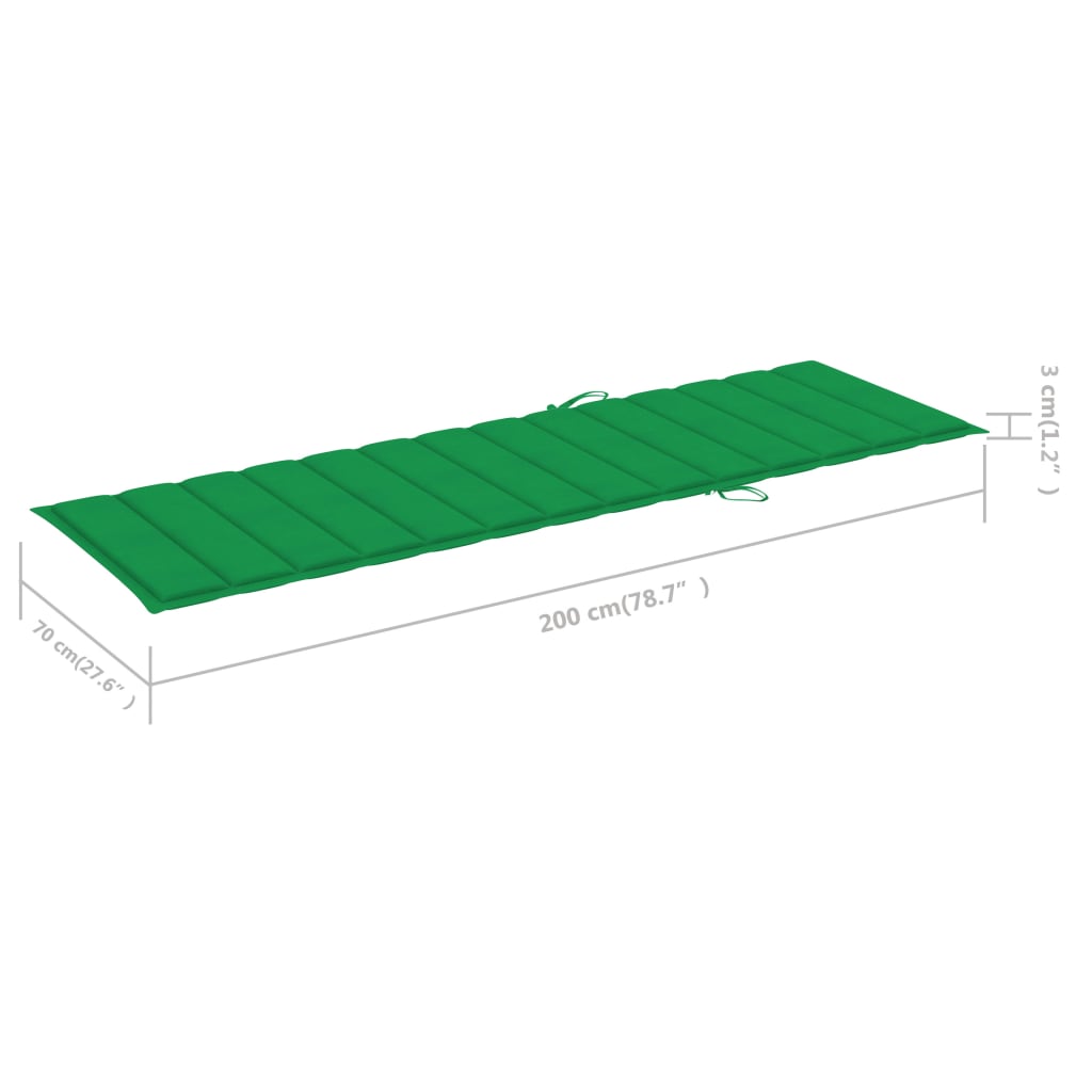 vidaXL Șezlong cu pernă verde, lemn de pin tratat