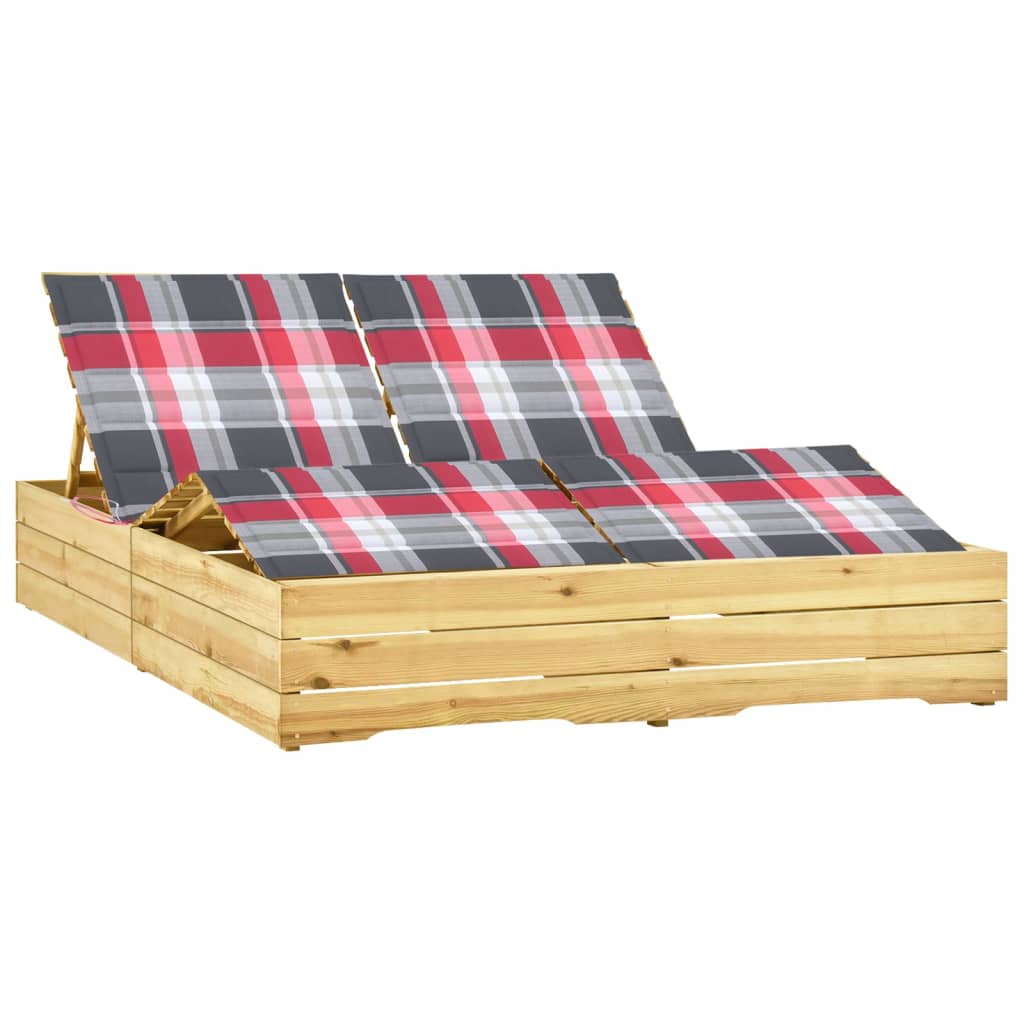 vidaXL Șezlong dublu cu perne, lemn de pin tratat vidaXL Șezlong dublu cu perne, lemn de pin tratat