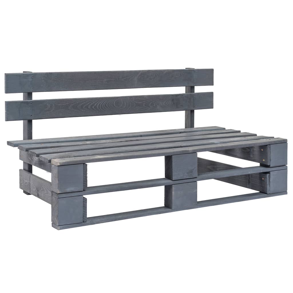vidaXL Set mobilier din paleți cu perne, 4 piese, gri, lemn pin tratat