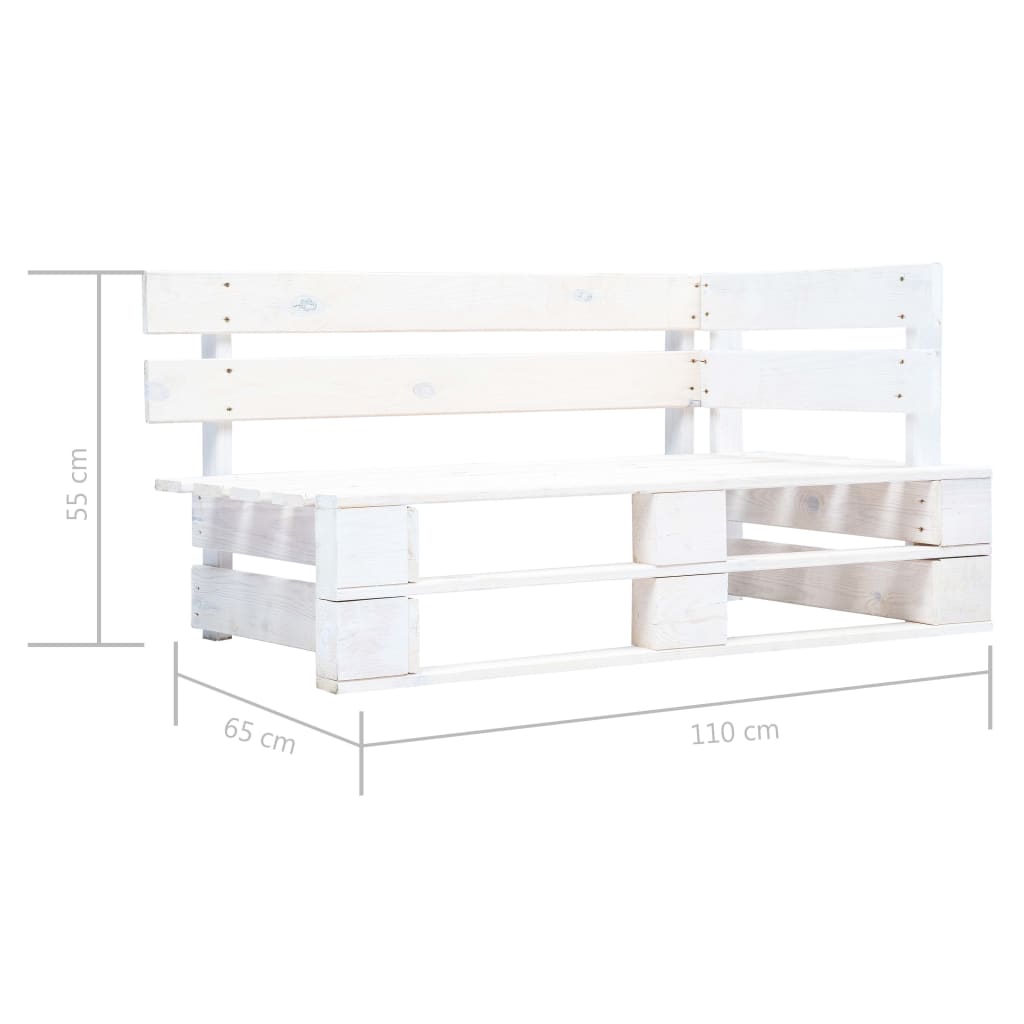 vidaXL Set mobilier din paleți cu perne, 4 piese, alb, lemn pin tratat