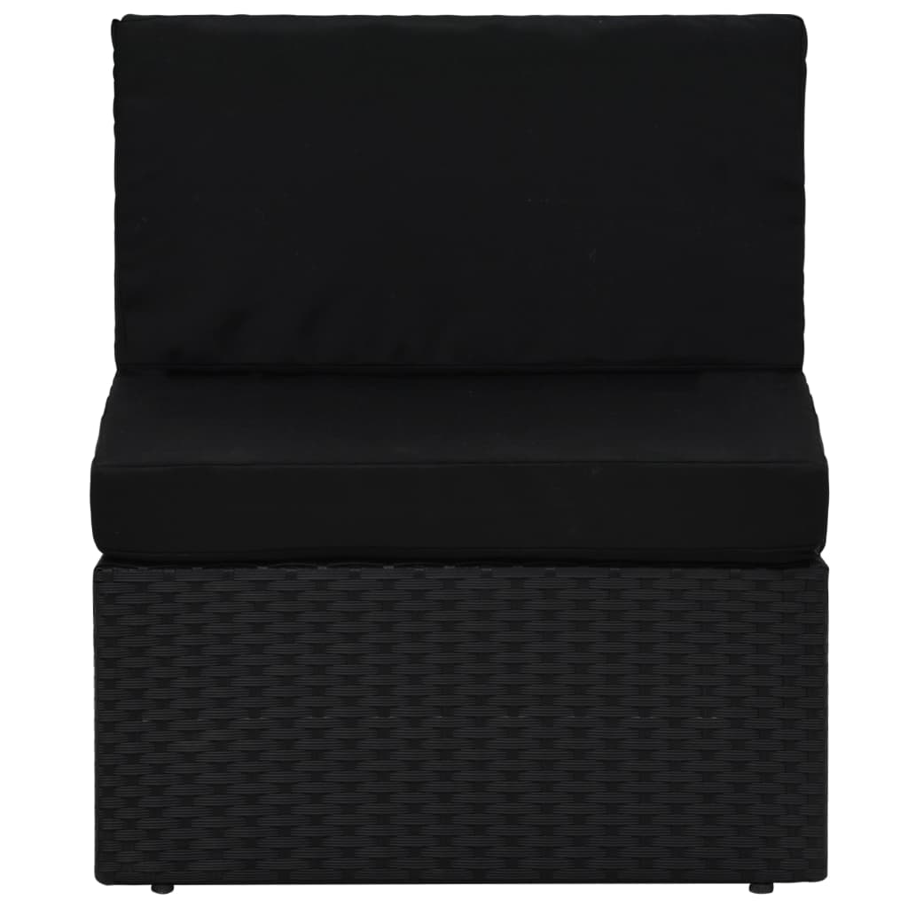 vidaXL Set mobilier de grădină, cu perne, 5 piese, negru, poliratan