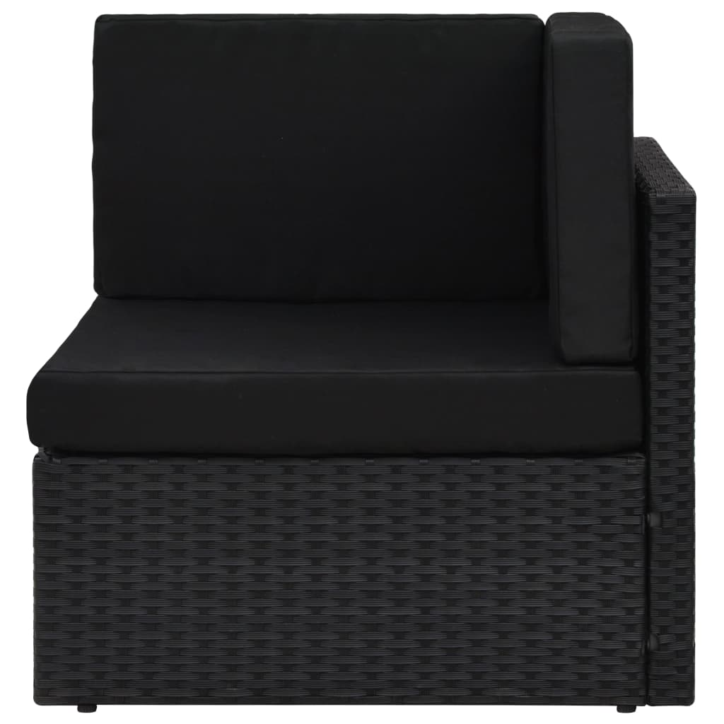 vidaXL Set mobilier de grădină, cu perne, 8 piese, negru, poliratan