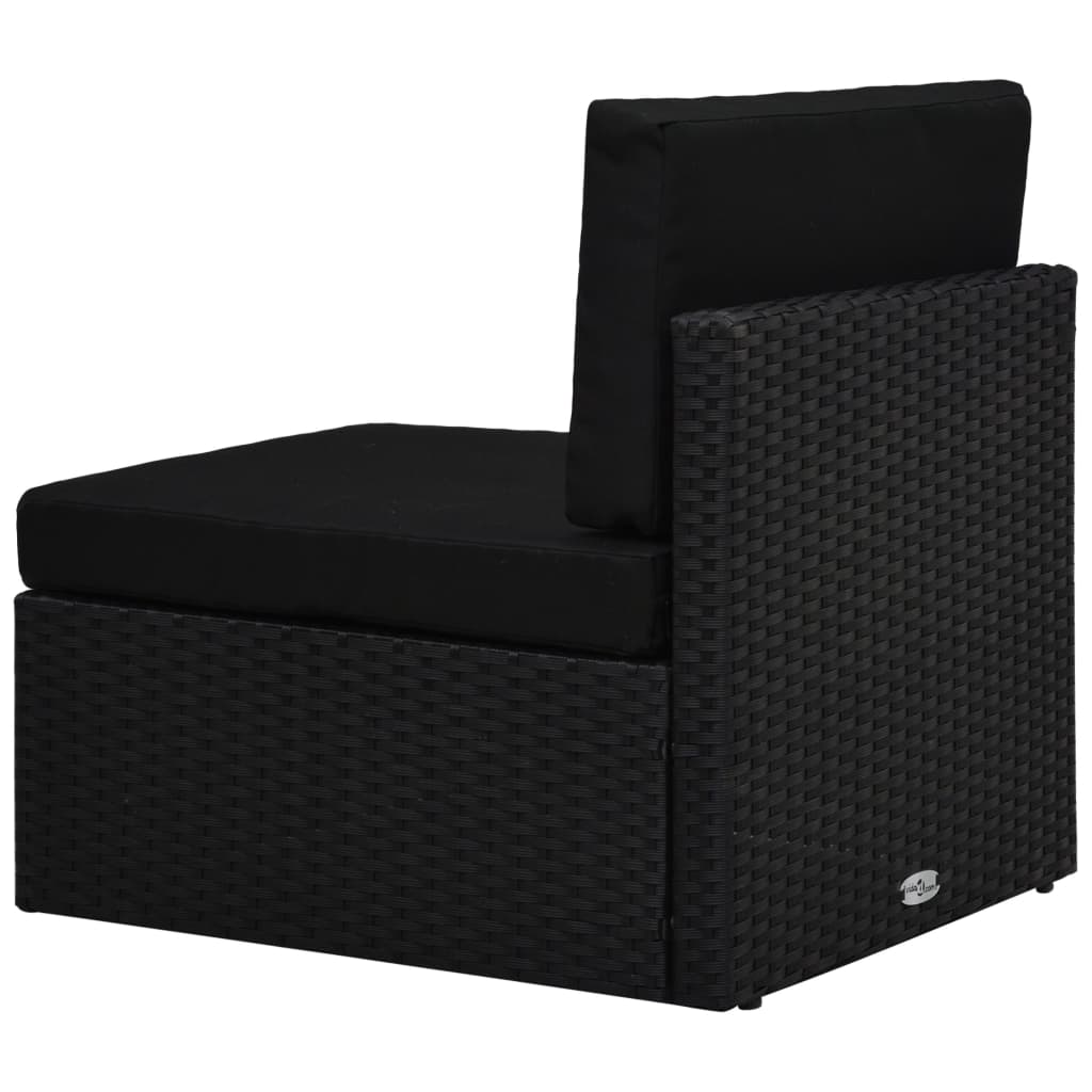 vidaXL Set mobilier de grădină, 6 piese, negru, poliratan