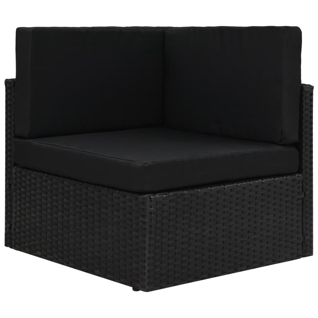 vidaXL Set mobilier de grădină, 6 piese, negru, poliratan