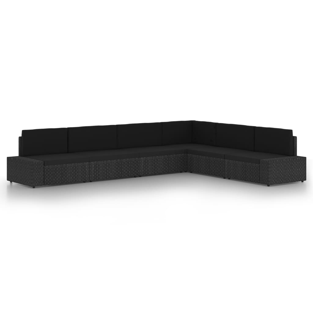 vidaXL Set mobilier de grădină, 6 piese, negru, poliratan