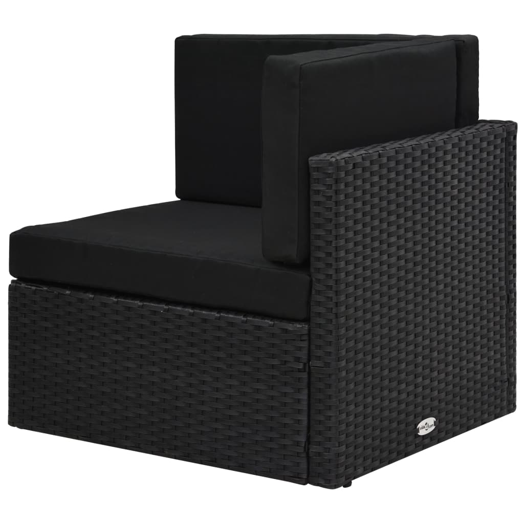 vidaXL Set mobilier de grădinăcu perne, 12 piese, negru, poliratan