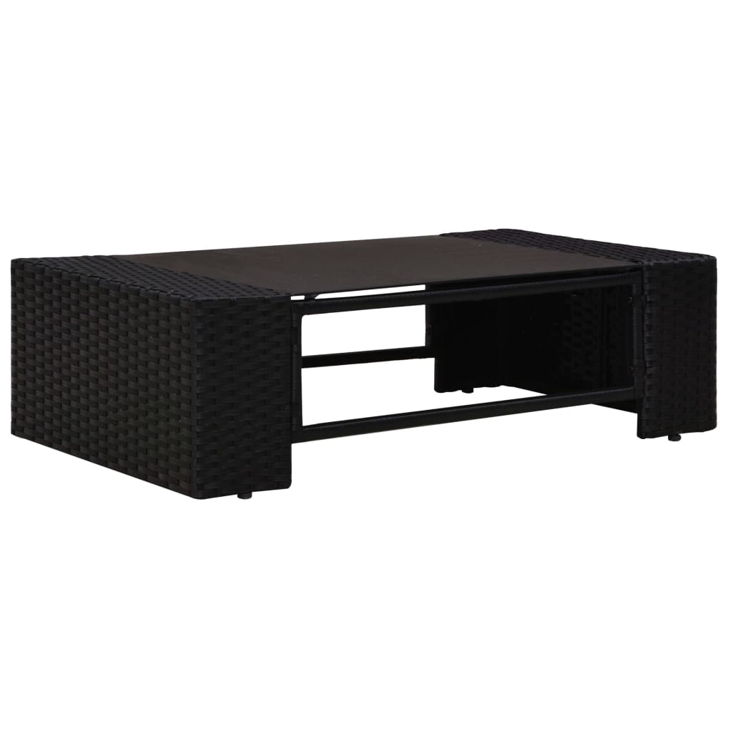vidaXL Set mobilier de grădină, 6 piese, negru, poliratan