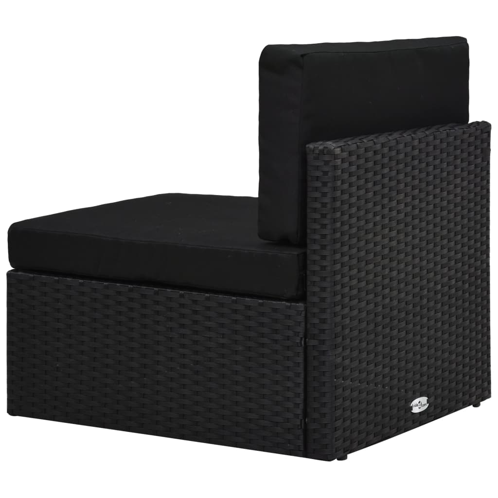 vidaXL Set mobilier de grădină, 8 piese, negru, poliratan