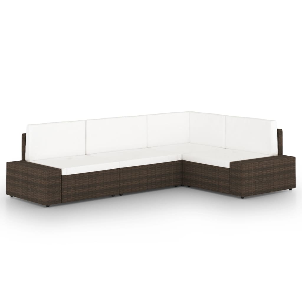 vidaXL Set mobilier de grădină, 4 piese, maro, poliratan vidaXL Set mobilier de grădină, 4 piese, maro, poliratan