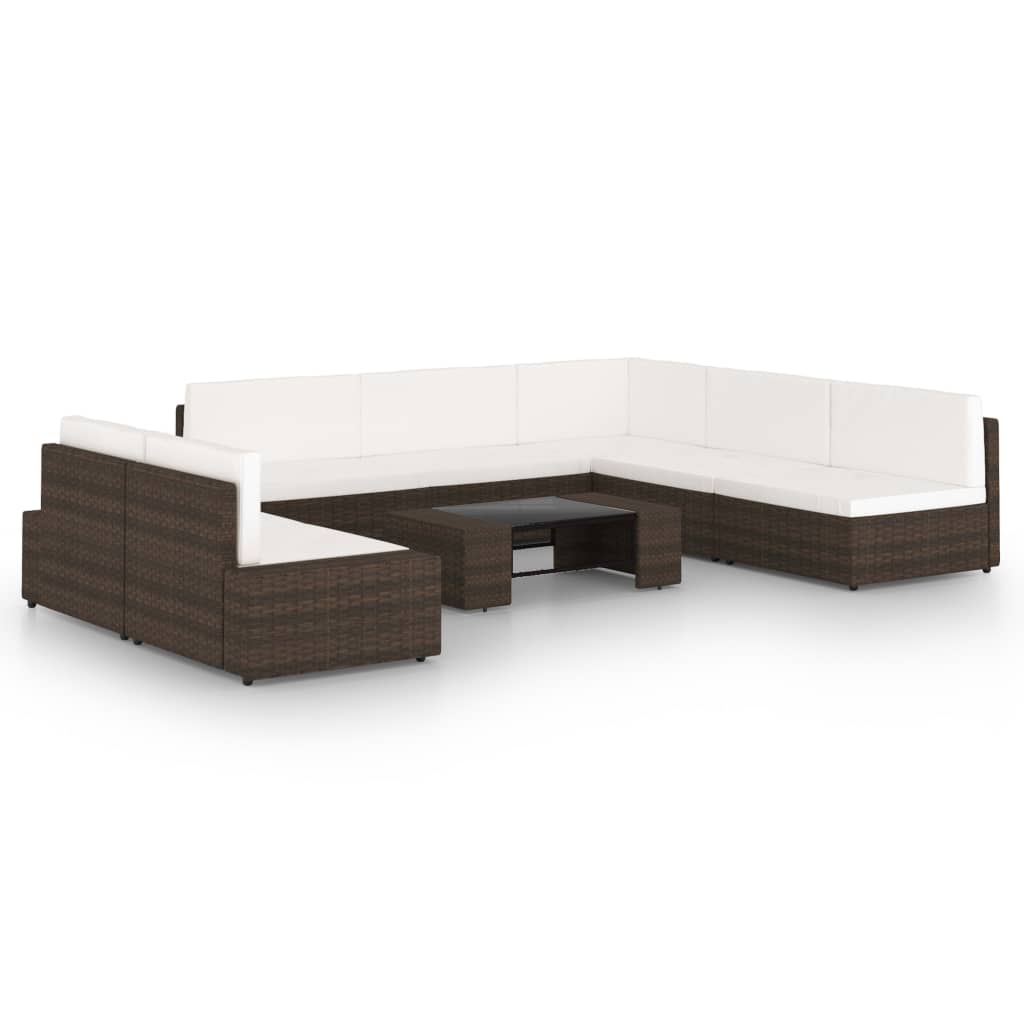 vidaXL Set mobilier de grădină cu perne, 8 piese, maro, poliratan vidaXL Set mobilier de grădină cu perne, 8 piese, maro, poliratan