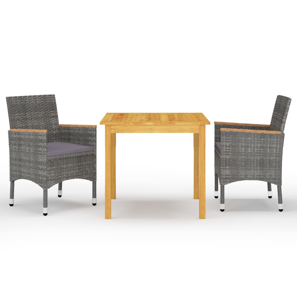 vidaXL Set mobilier de grădină, 3 piese, gri vidaXL Set mobilier de grădină, 3 piese, gri