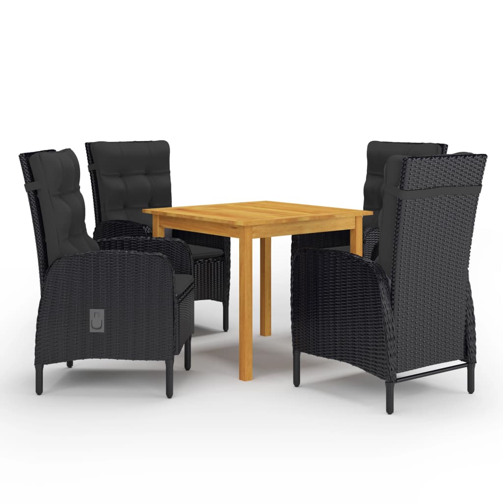 vidaXL Set mobilier de grădină, 5 piese, negru vidaXL Set mobilier de grădină, 5 piese, negru