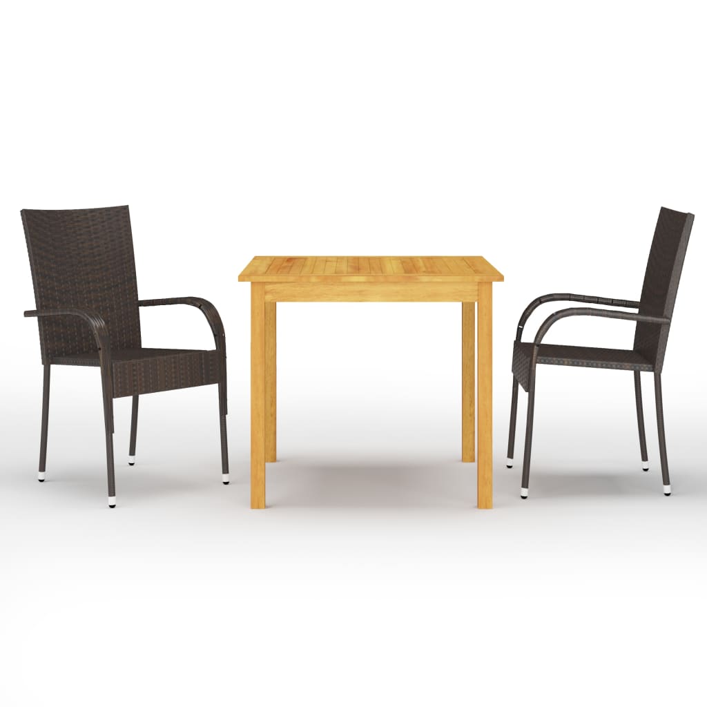 vidaXL Set mobilier de grădină, 3 piese, maro vidaXL Set mobilier de grădină, 3 piese, maro
