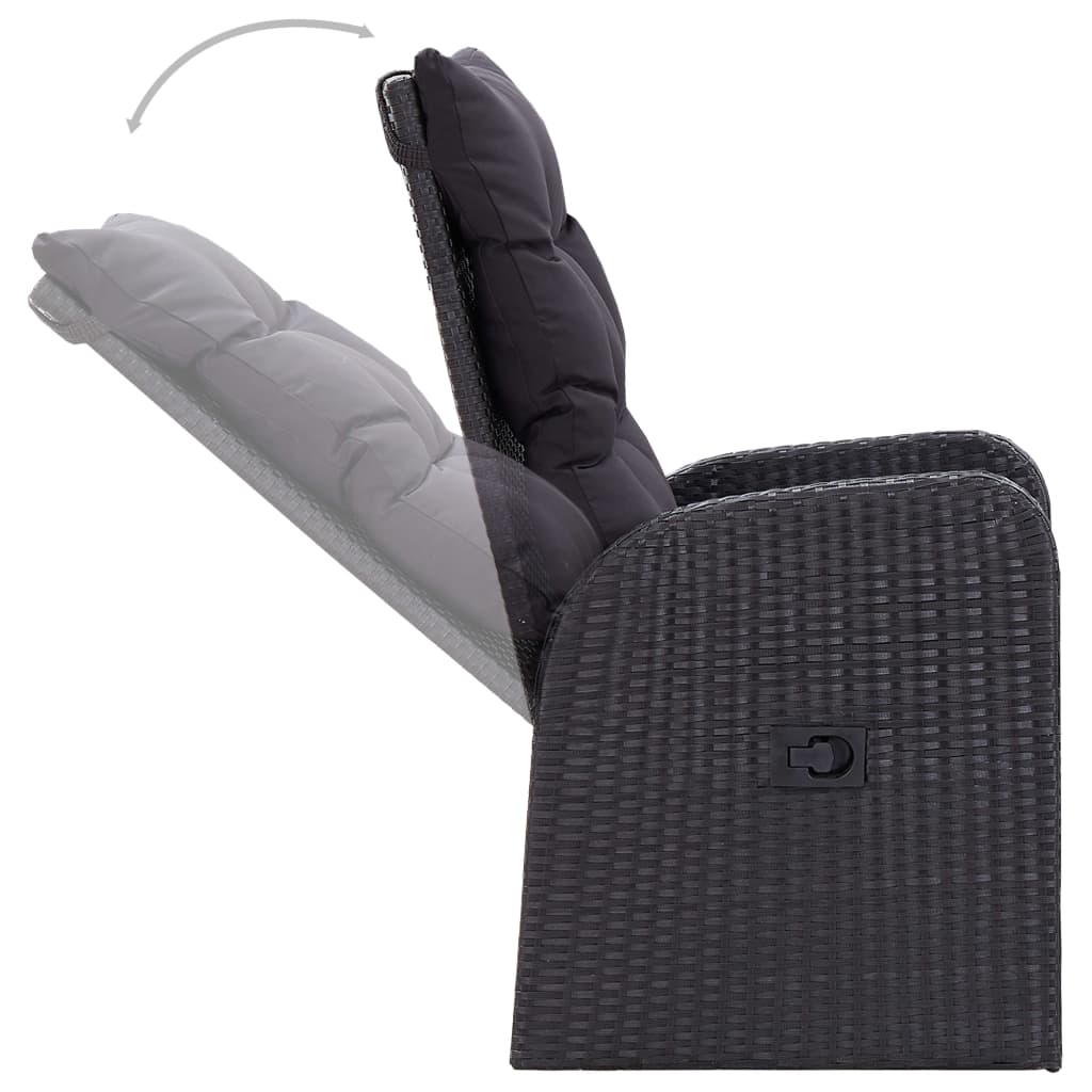 vidaXL Set mobilier de grădină, 3 piese, negru