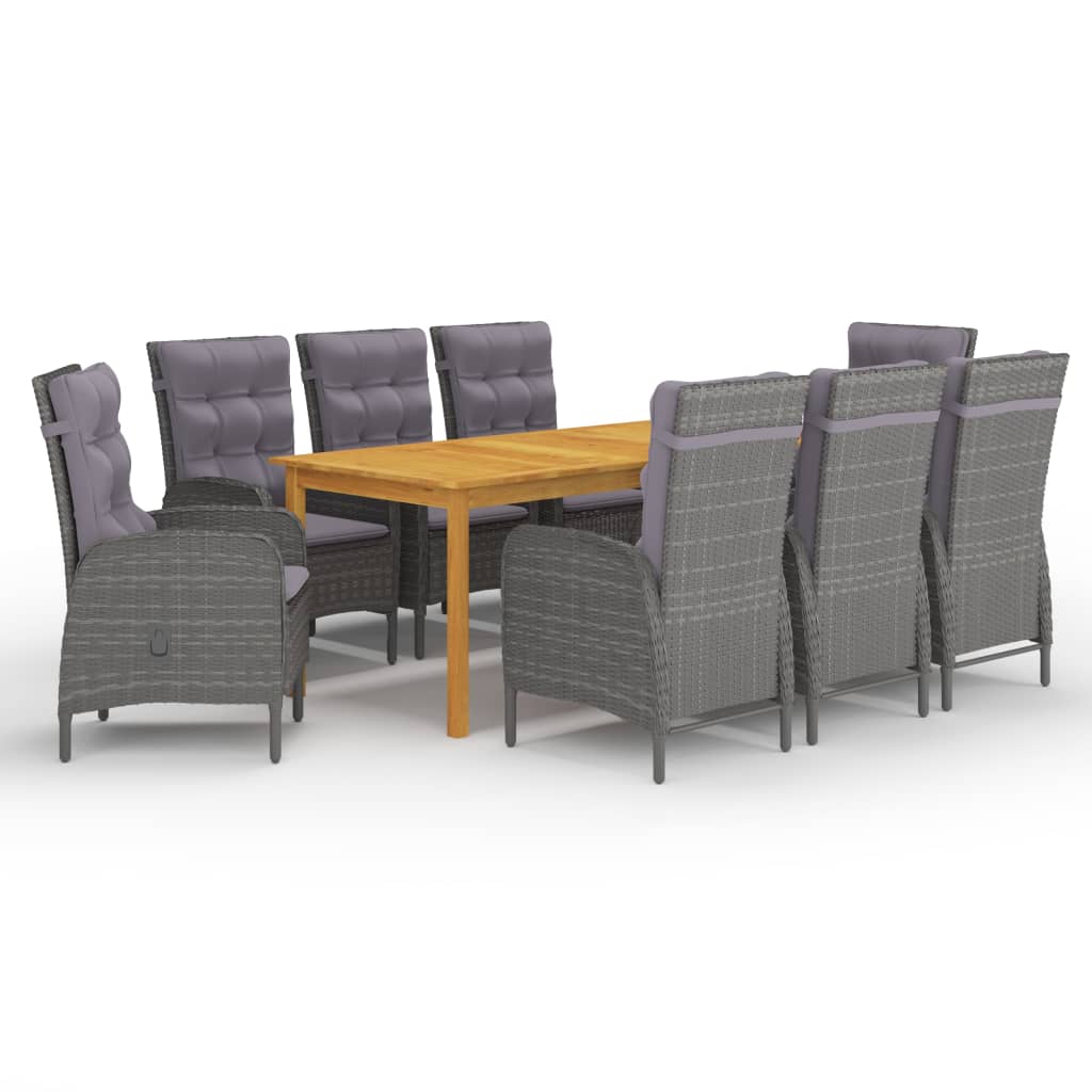 vidaXL Set mobilier de grădină, 9 piese, gri vidaXL Set mobilier de grădină, 9 piese, gri